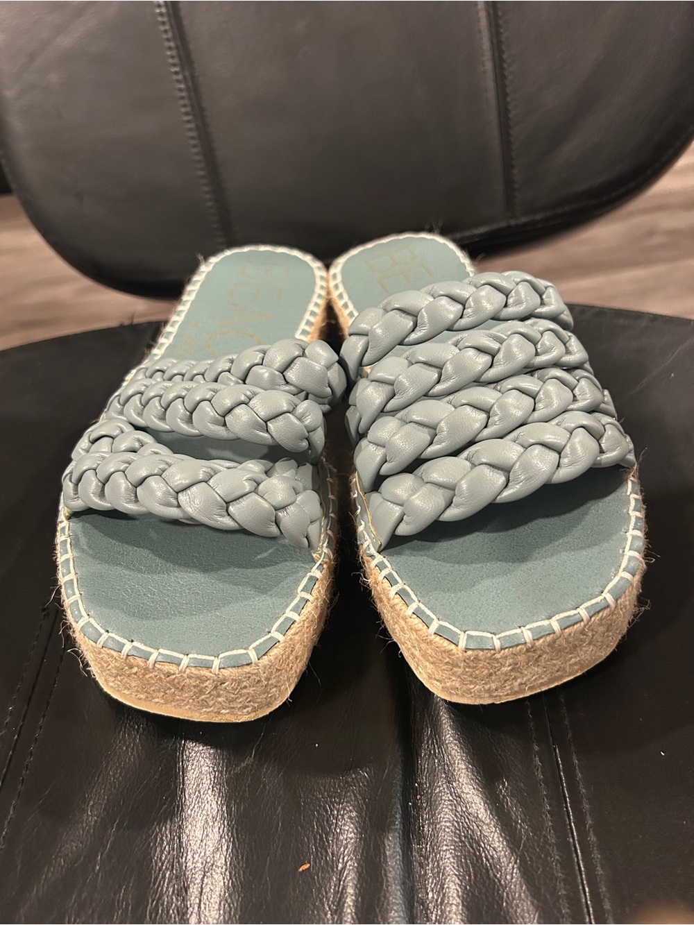 Beach by Matisse Braided Slide Espadrille Sandals in Dusty Blue